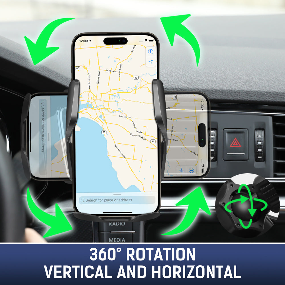 15W Wireless Car Charger Mount Phone Auto Clamping Holder Air Vent - Eastlakes Electronics